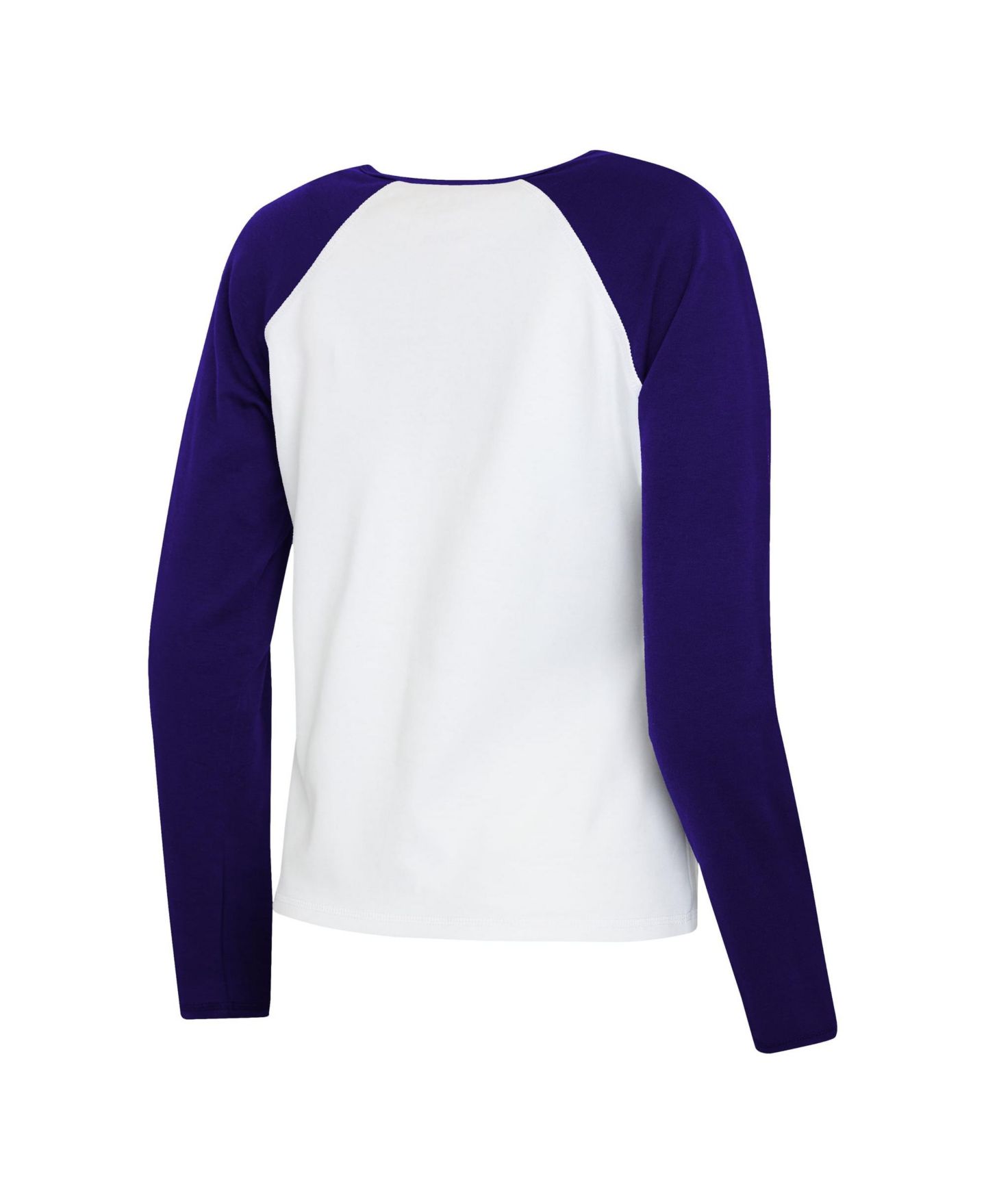 Женская футболка WEAR by Erin Andrews White/Purple Baltimore Ravens Henley Long Sleeve Raglan — фото 3