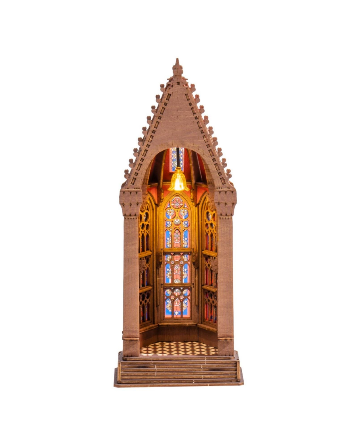 Robotime Geometric Cathedral 3D Wooden Led Light 111-Piece Puzzle, Ages 14+