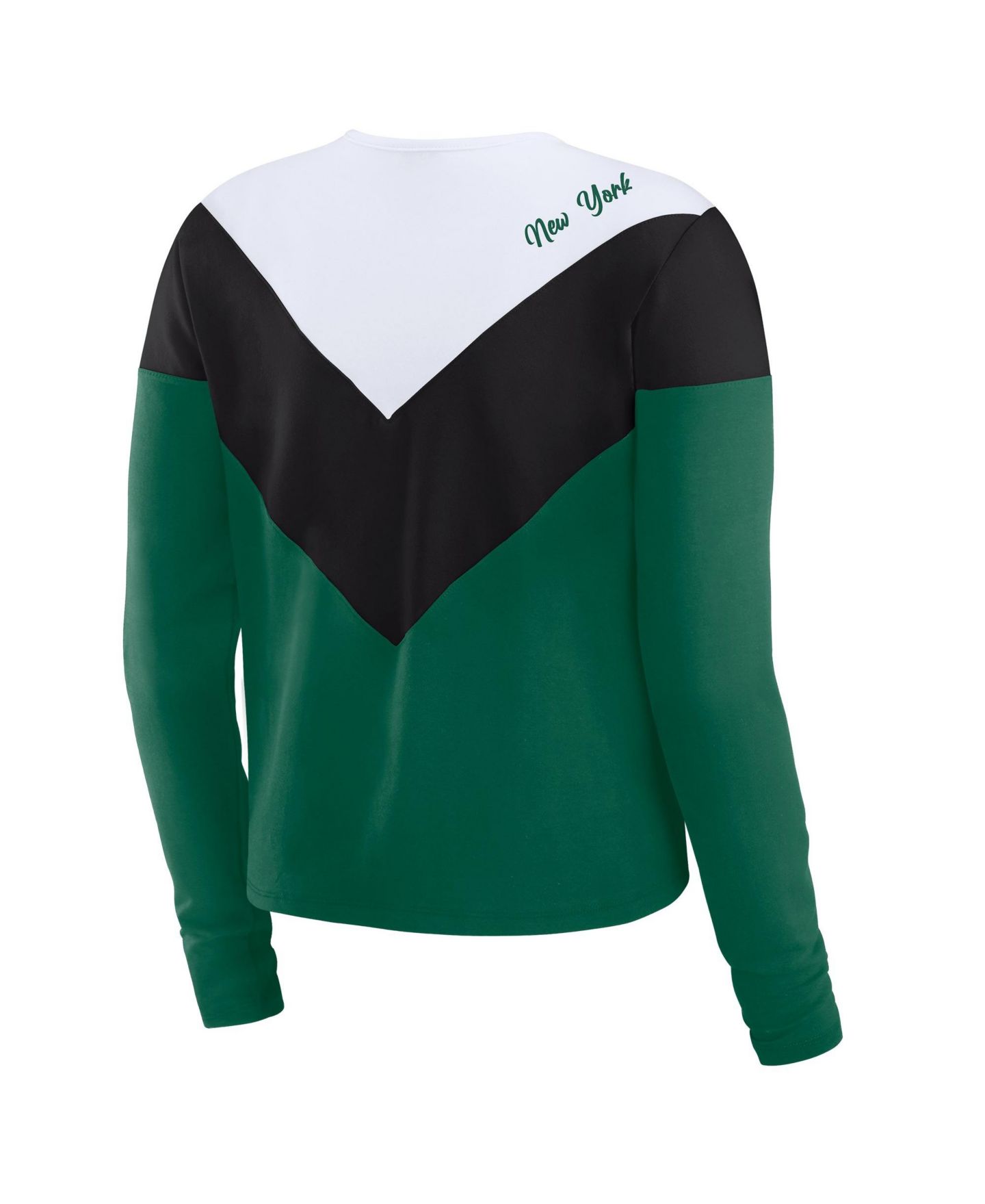Женская футболка WEAR by Erin Andrews Green/Black New York Jets Chevron Tri-Blend Long Sleeve — фото 2