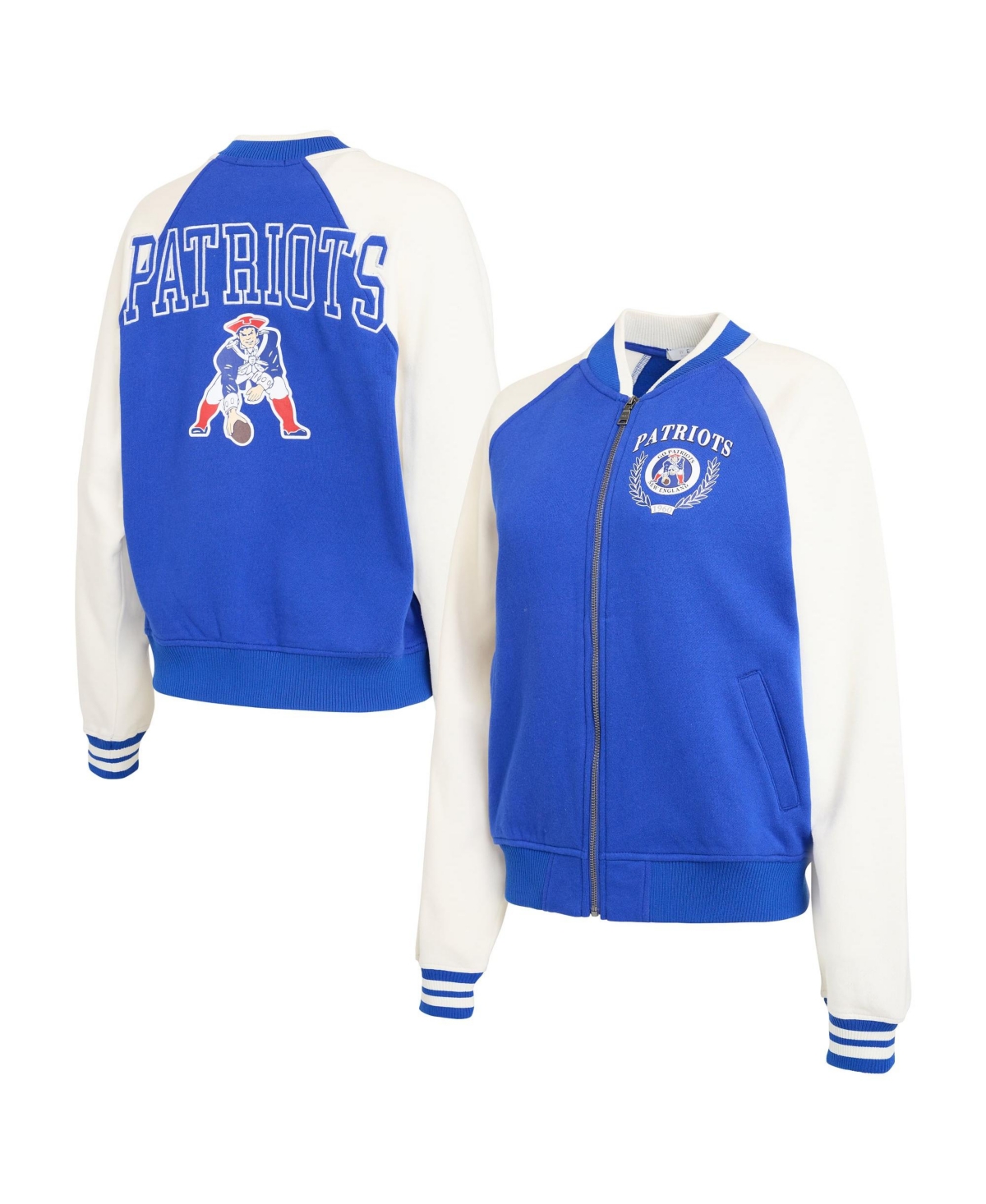 Wear by Erin Andrews Women's New England Patriots Varsity Fleece Jacket - Royal