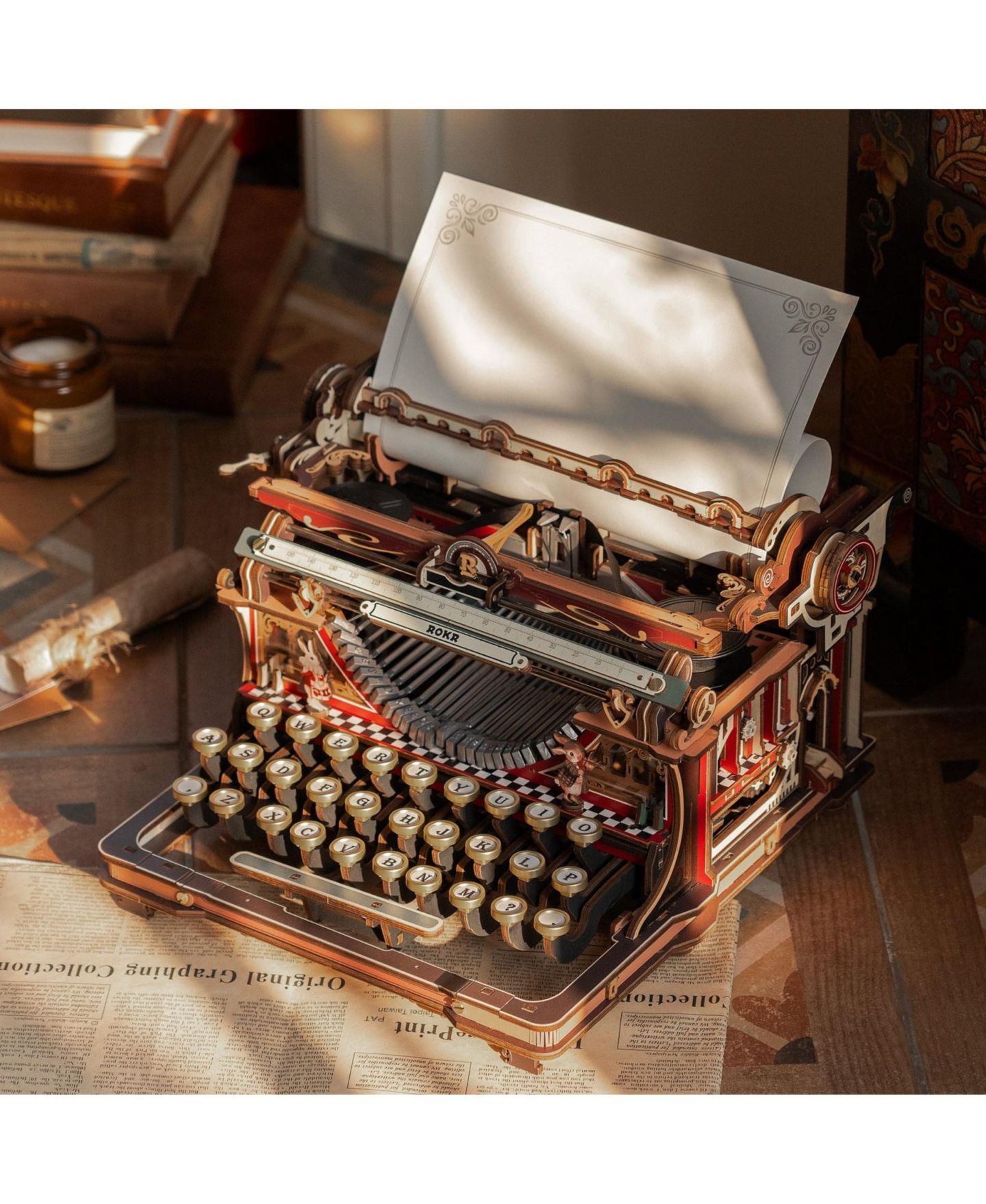 Детские конструкторы Robotime Typewriter Magic 324-Piece Wooden 3D Mechanical Puzzle, Ages 14+ — фото 1