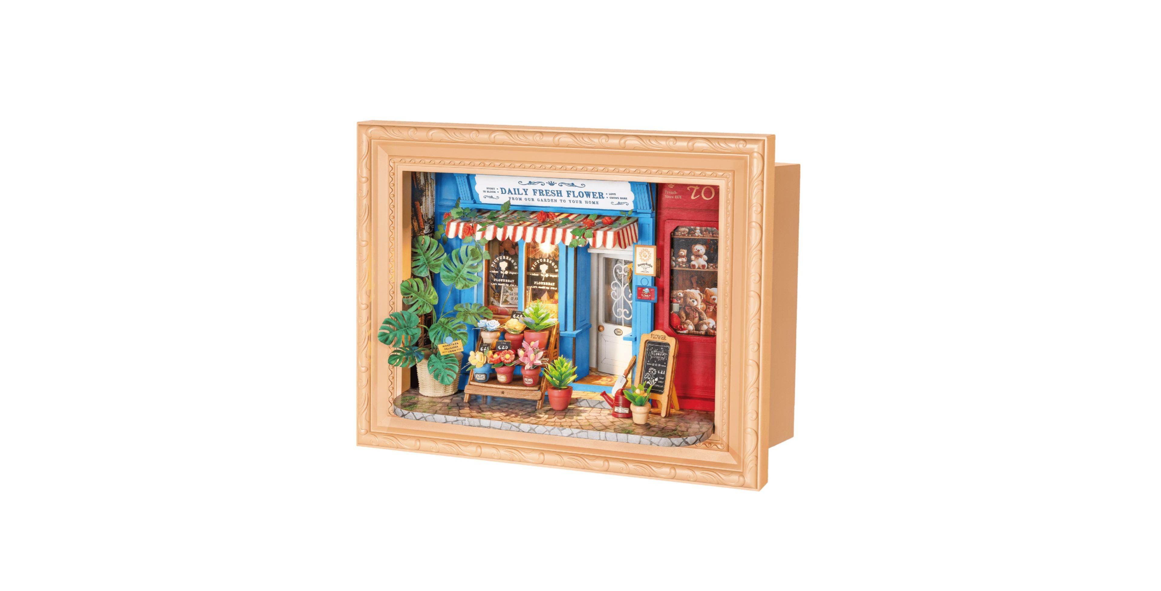 Robotime Daily Fresh Flower 3D Wooden Puzzle Miniature Flower Shop, Ages 14+