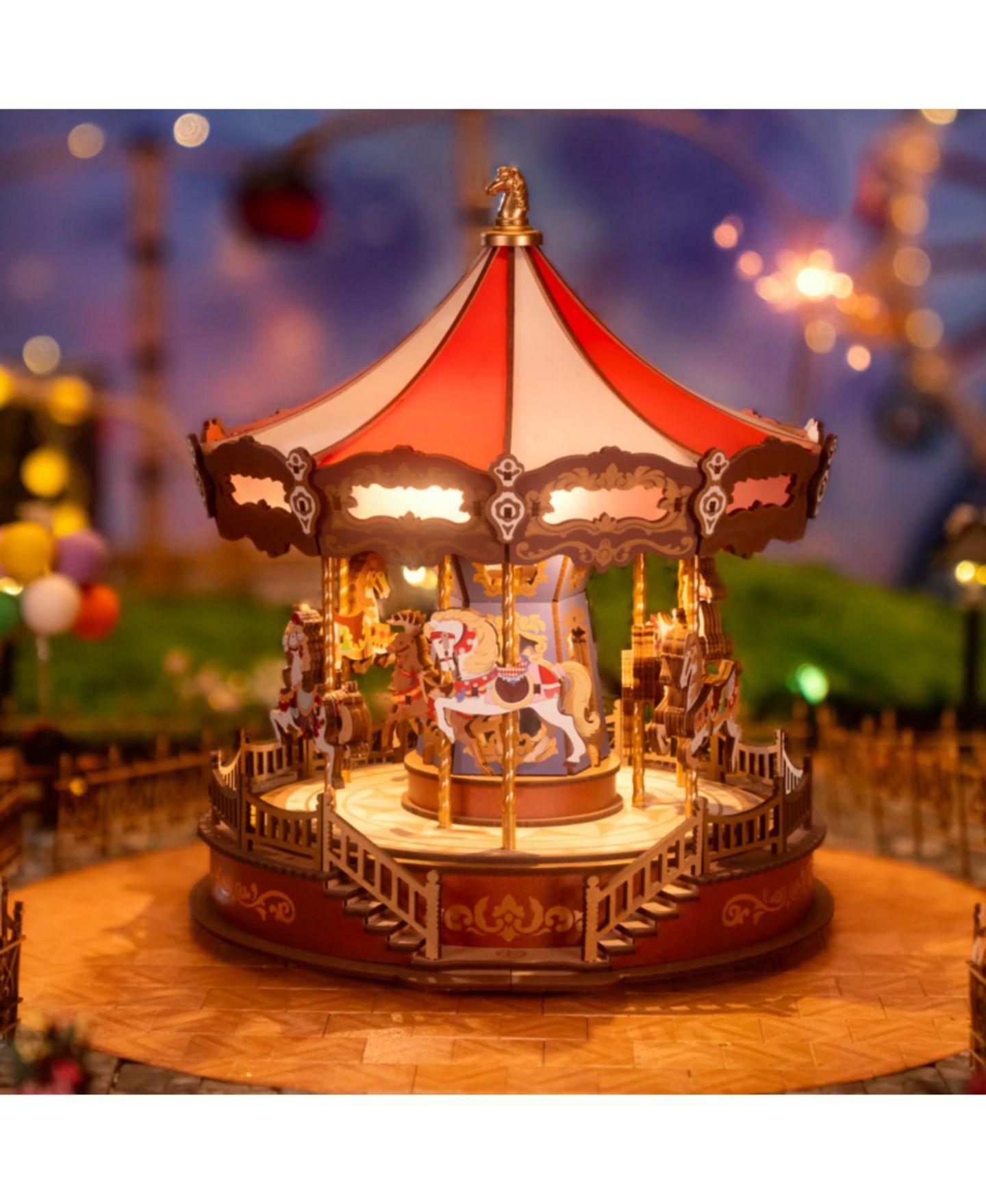 Детский конструктор Robotime Classic Carousel Music Box 3D Wooden Puzzle AMC01 265-Piece Building Set, Ages 14+ — фото 2