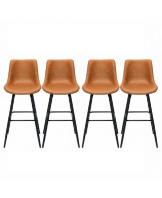 Bar Stools Set of 4 Counter Height Bar Stools with Backs Metal Legs