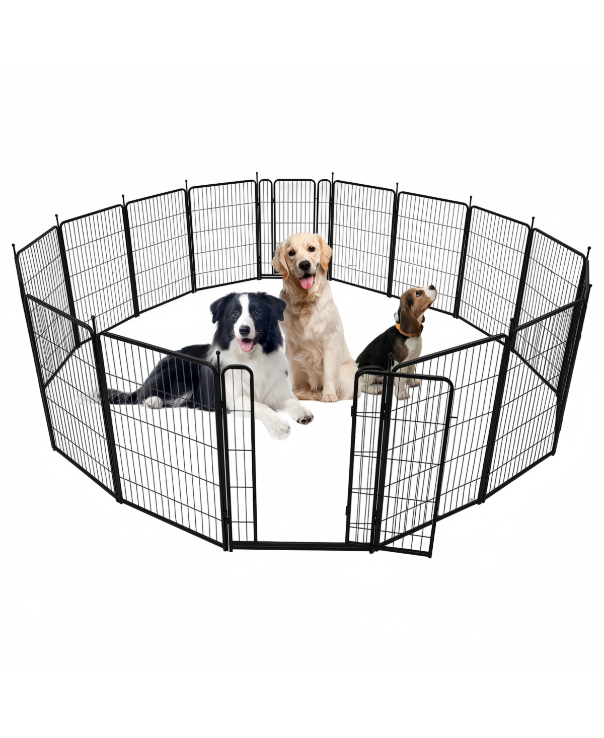 Lalfpet Dog Playpen,40 Inch(H) 42.6 Ft(L) 16 Panels Dog Fence Indoor/Outdoor ,Heavy Duty Metal Pet Puppy Exercise Pen, Wide Door Low Threshold - black