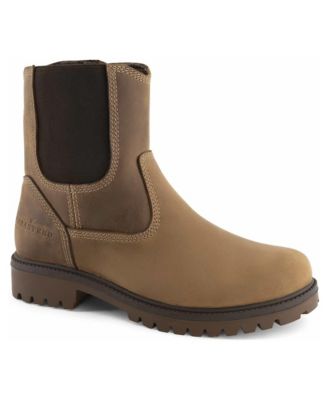 Men's Block-Heel Round-Toe Leather Boots