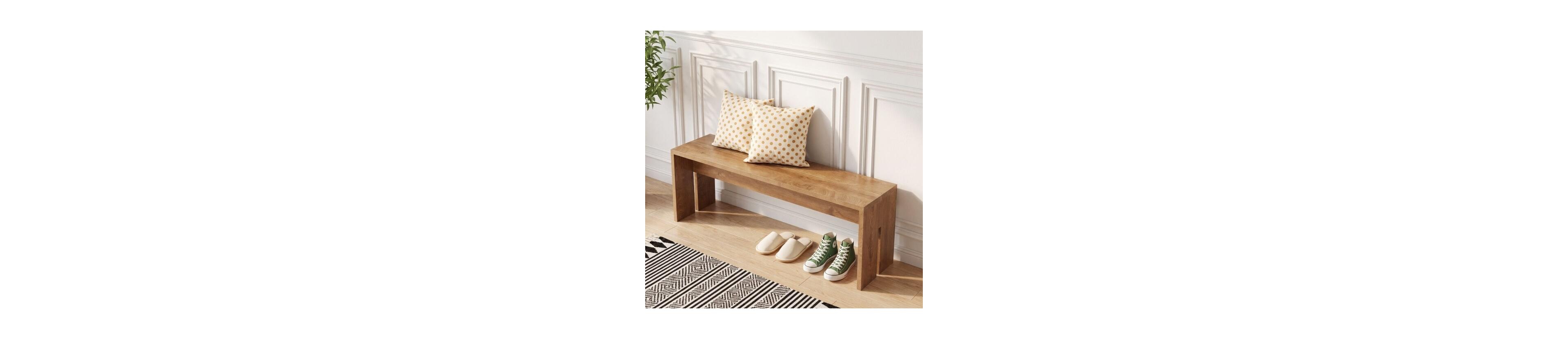 55" Rustic Wooden Entryway Shoe Bench for Foyer, Mudroom, Hallway