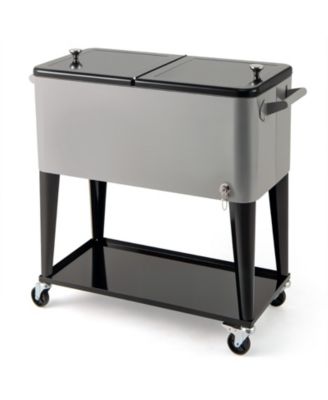 80 Qt Rolling Cooler Cart with 48-Hour Cold Retention and Shelf