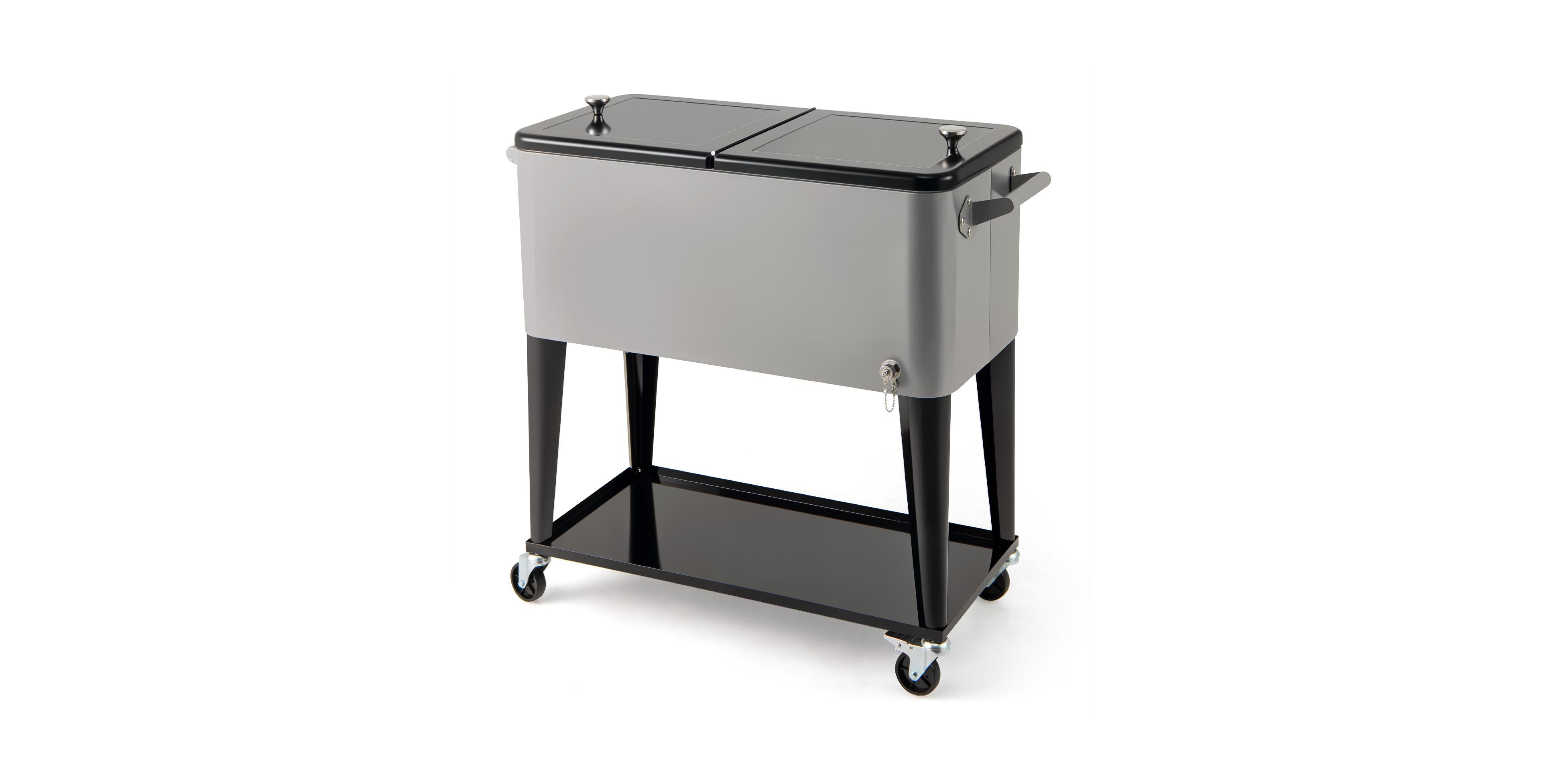 Mecale 80 Qt Rolling Cooler Cart with 48-Hour Cold Retention and Shelf