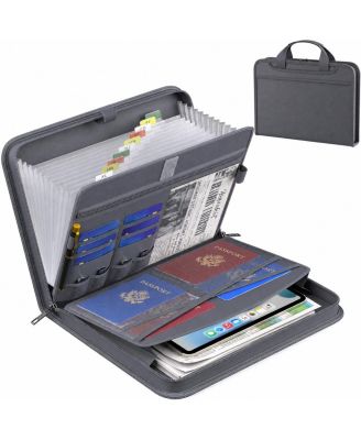 Fireproof Expanding Accordion File Organizer 13 Pockets Labels Handle Portable Document Storage