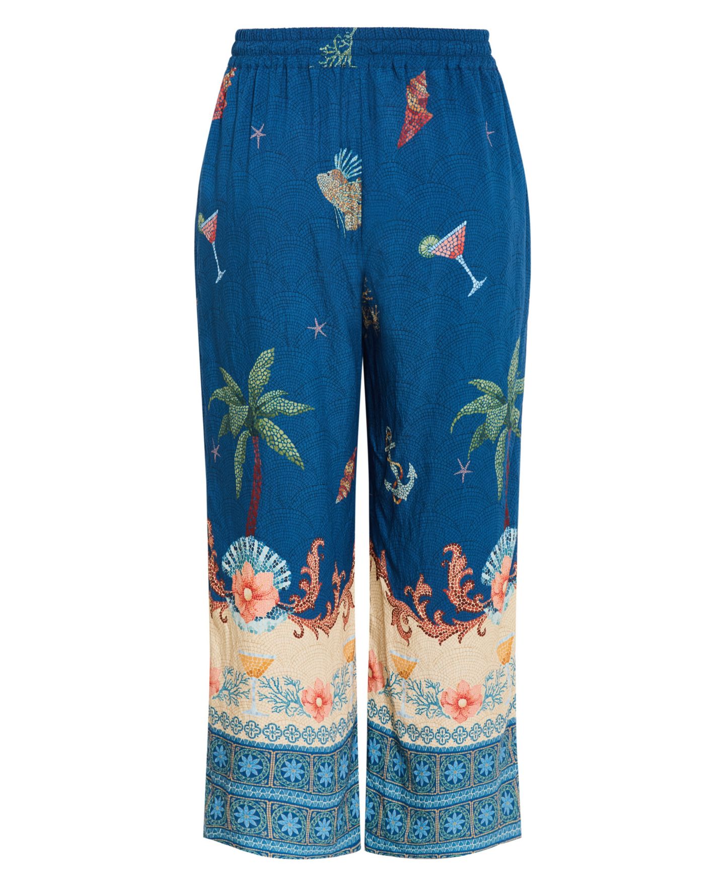 Женские брюки CITY CHIC Plus Size Tia Sea Print Wide Leg, цвет: Тёмно-синий морской — фото 5