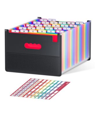 Upright Open Top Expandable Accordion File Organizer Multi Colored Tabs