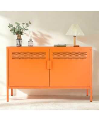 39-In Modern Metal Locker Storage Cabinet with 2 Doors and Adjustable Inner Shelf, Industrial Accent Sideboard TV Stand for Home Office