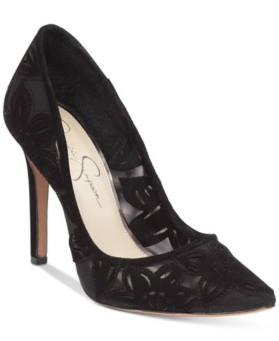 Jessica Simpson Charese Mesh & Floral Detail Evening Pumps