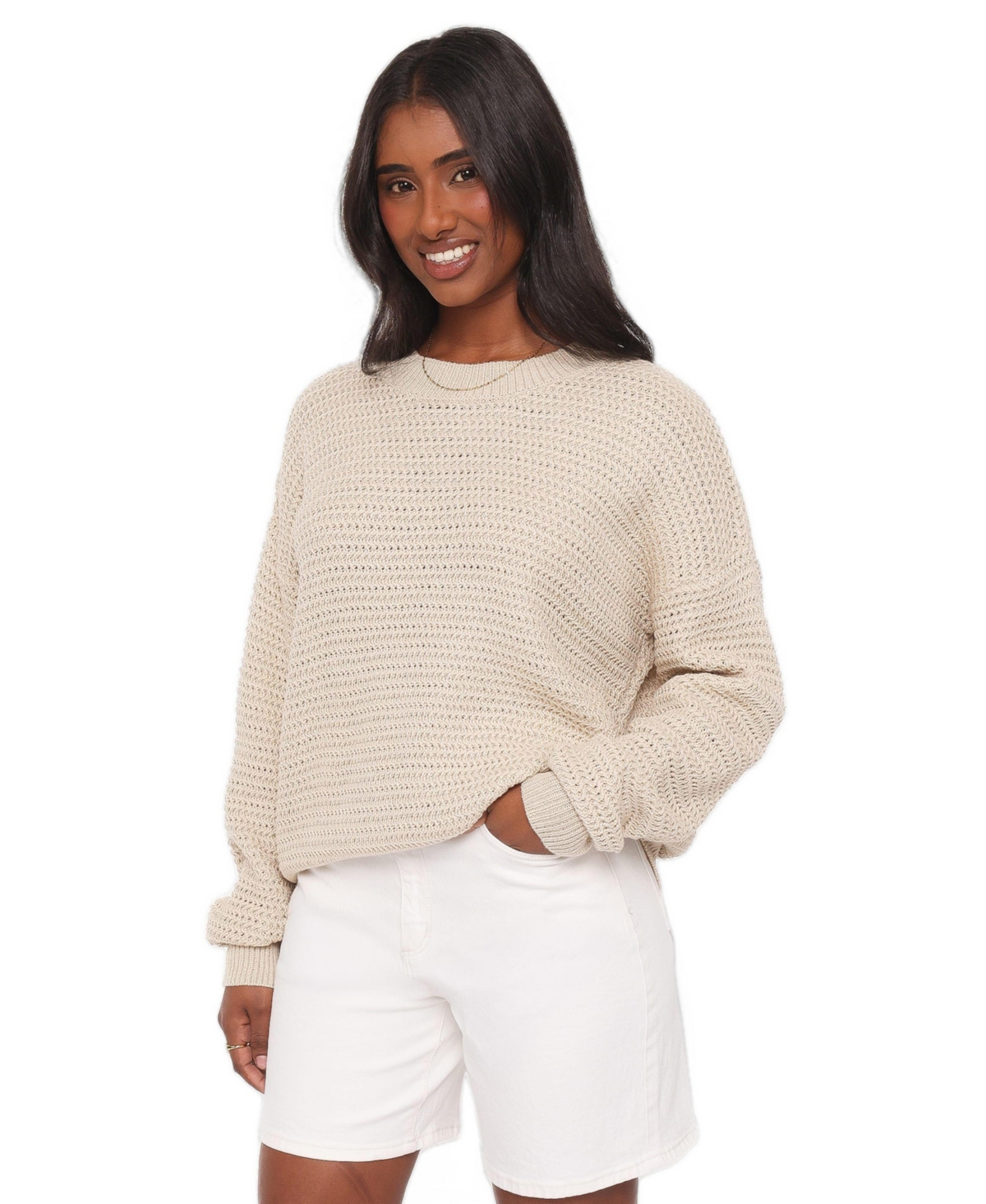 Petal and Pup Women's Melane Long-Sleeve Crew Neck Open-Stitch Sweater