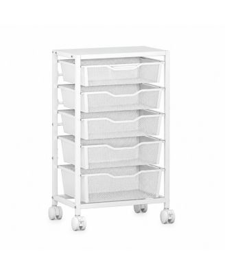 Rolling Storage Cart 4 Drawers Lockable Wheels Wooden Tabletop Craft Organizer