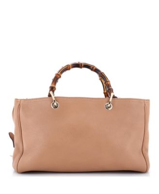 Medium Bamboo Shopper Tote Leather