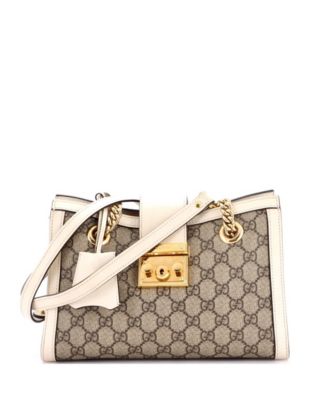 Small Padlock Chain Tote GG Coated Canvas with Leather