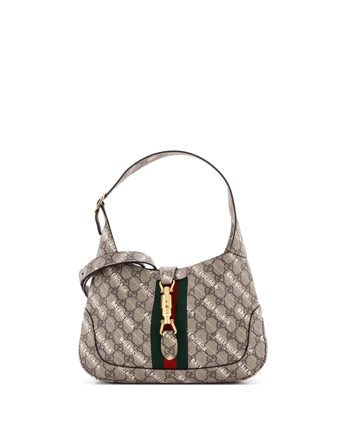 Pre-Owned Gucci Small x Balenciaga The Hacker Project Jackie 1961 Hobo Gg Coated Canvas - Brown