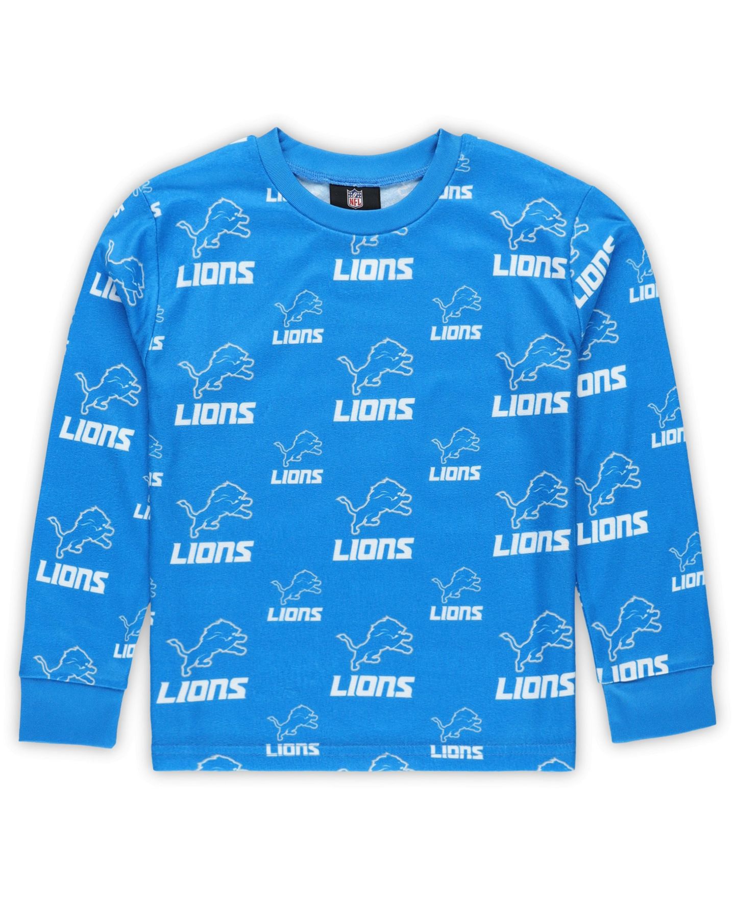Детские пижамы Outerstuff Preschool Blue Detroit Lions All-Over-Print Long Sleeve T-Shirt and Pants Sleep Set — фото 2