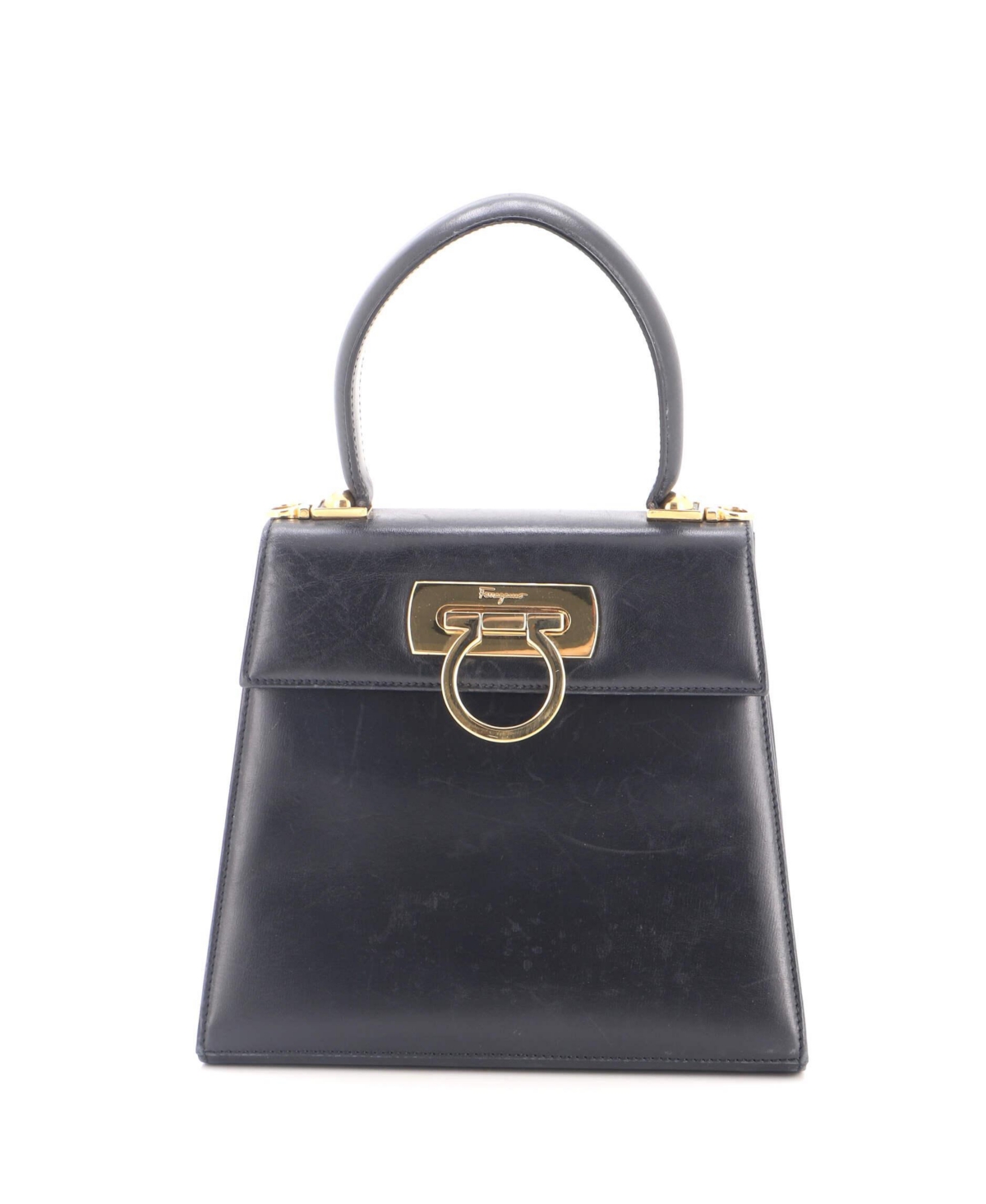 Pre-Owned Salvatore Ferragamo Mini Gancini Convertible Top Handle Bag Leather - Black