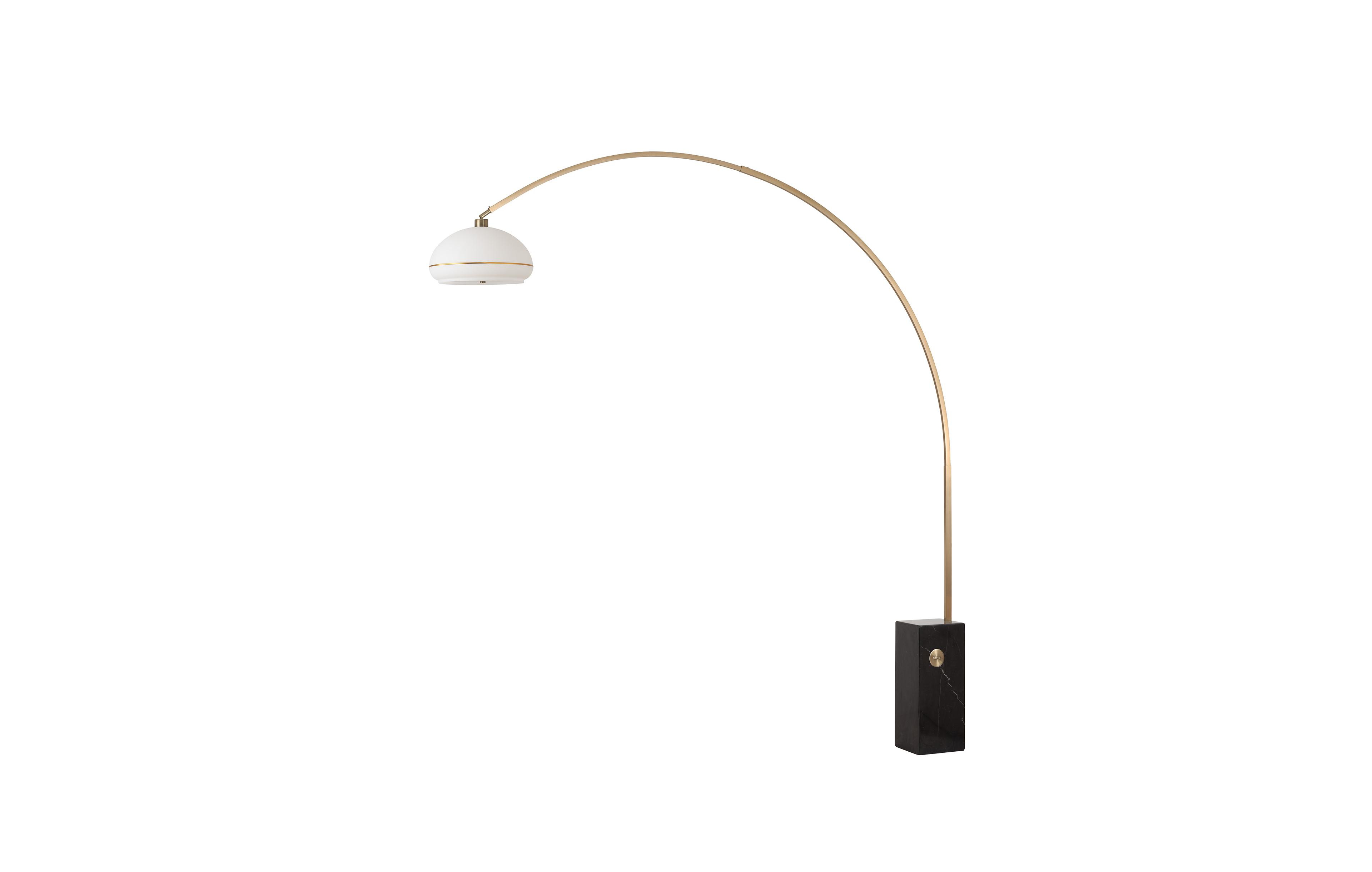 Nova Of California Iconic 92" Arc Lamp - Weathered , Marble Base, Morelli Lucite Shade, Dimmable, Bulb Included