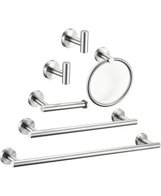 6 Pieces 24" Bathroom Hardware Set S304 Stainless Steel Wall Mounted