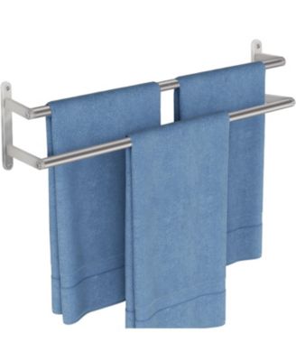 24" Bathroom Hardware Double Towel Bar Stainless Steel Wall Mounted Rail Hanger
