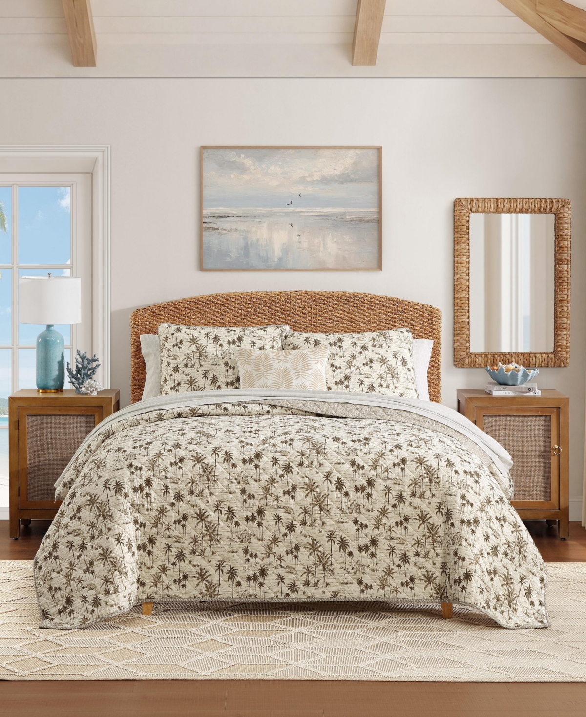 Tommy Bahama Surfside Reversible 3-piece Quilt Set, King In Brown