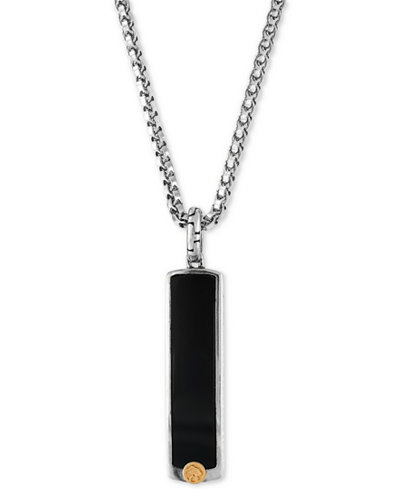 EFFY® Men's Onyx (33-1/2 x 7-1/2mm) Pendant Necklace in Sterling Silver and 18k Gold