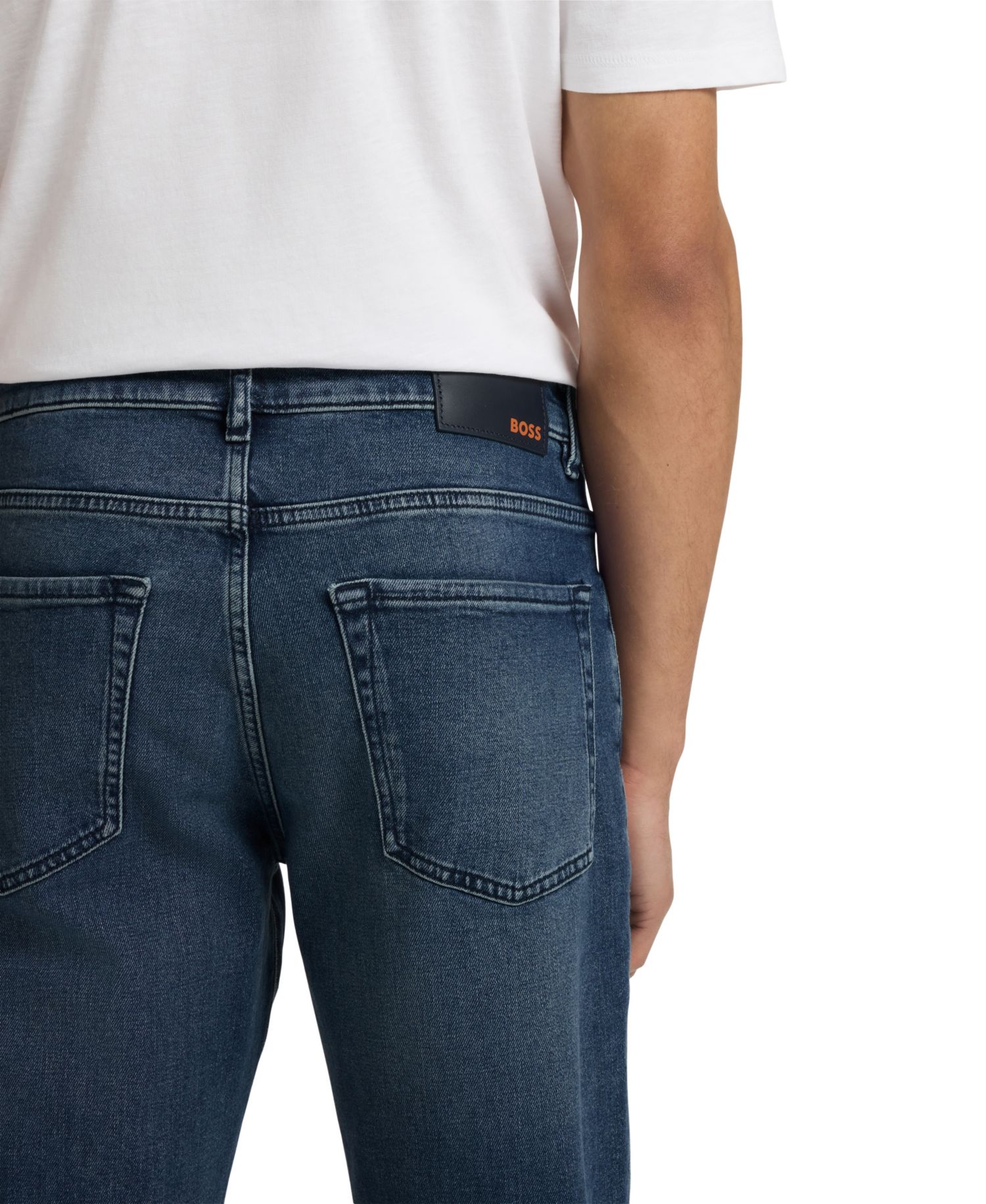 Men's Mid-Blue Comfort-Stretch Regular-Fit Jeans
