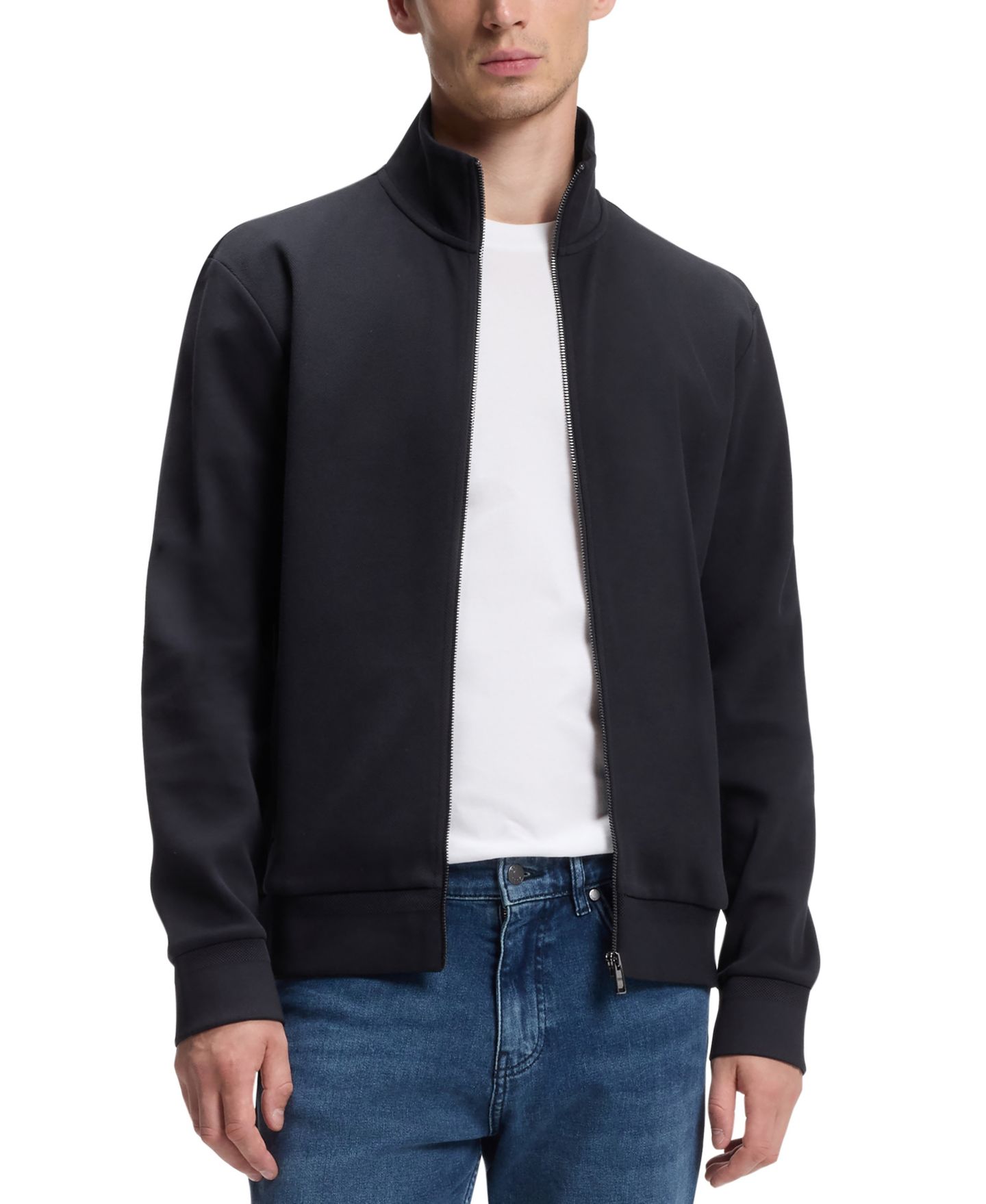 Мужская толстовка Hugo Boss Regular-Fit Zip-Up, цвет: Тёмный синий — фото 4