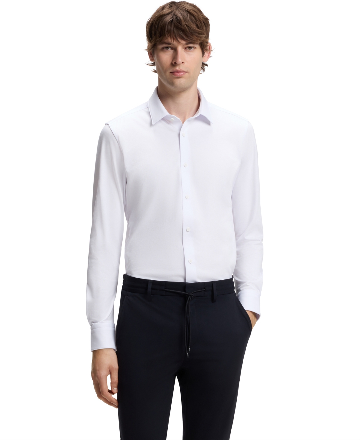 Boss by Hugo Boss Men's Performance-Stretch Slim-Fit Dress Shirt - White