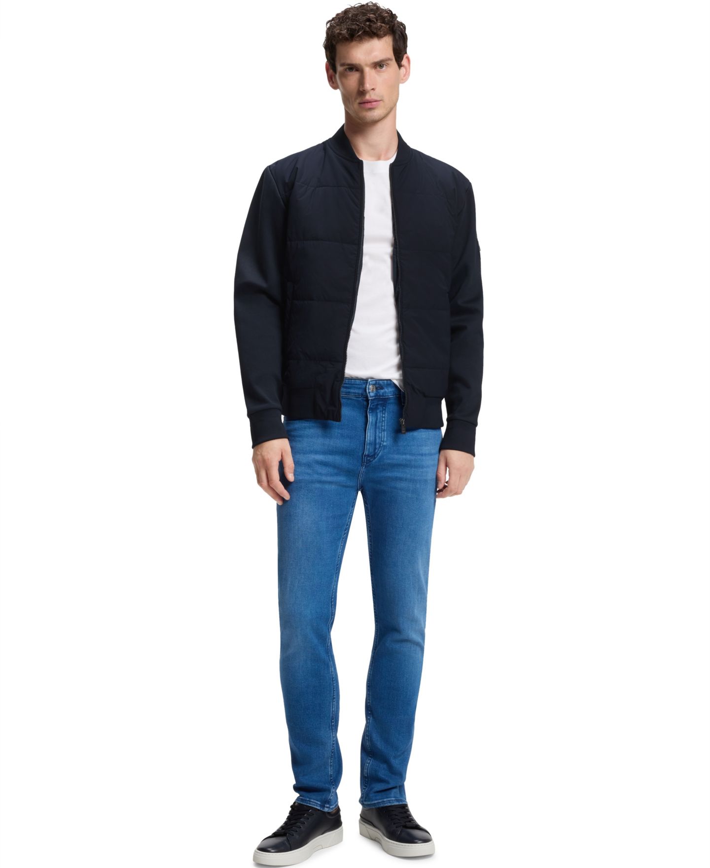 Мужская куртка Hugo Boss Cotton-Blend Zip-Up Padded, цвет: Тёмный синий — фото 3