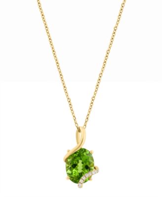 Peridot and Diamond Pendant Necklace (2-7/8 ct. t.w. Peridot and 1/20 ct. t.w. Diamond) in 14k Yellow Gold