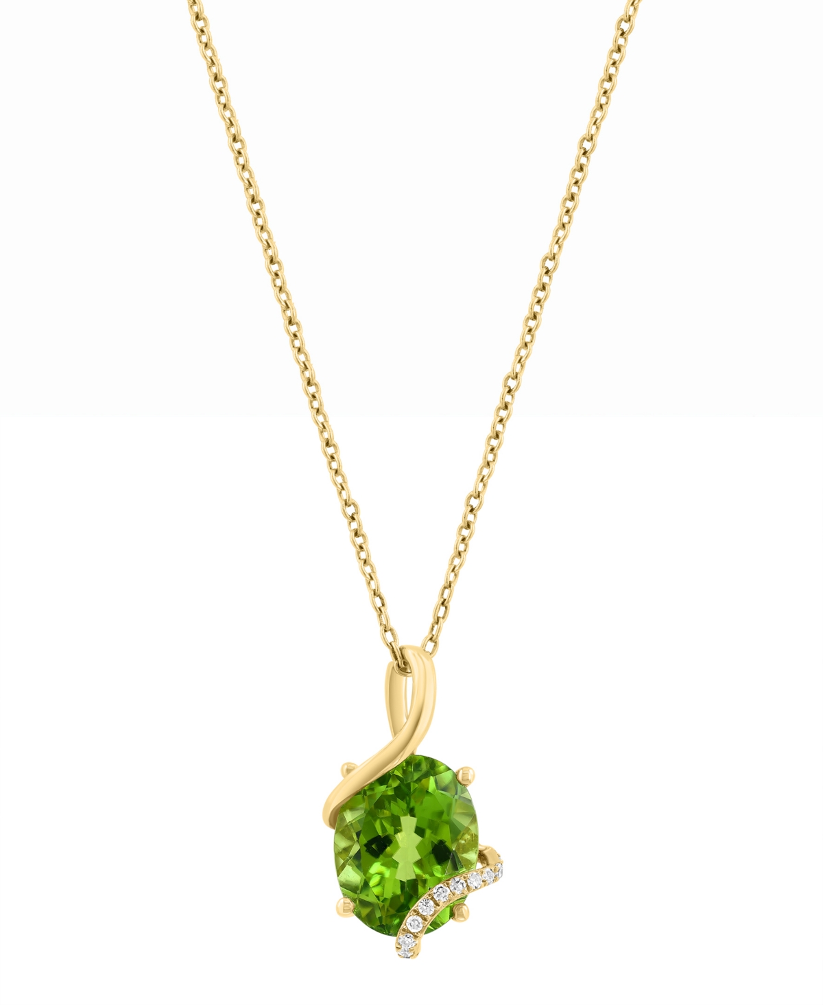 Effy Collection Peridot and Diamond Pendant Necklace (2-7/8 ct. t.w. Peridot and 1/20 ct. t.w. Diamond) in 14k Yellow Gold