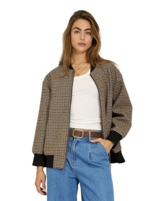 Women's Coffee Run Ribbed Collar Check Bomber