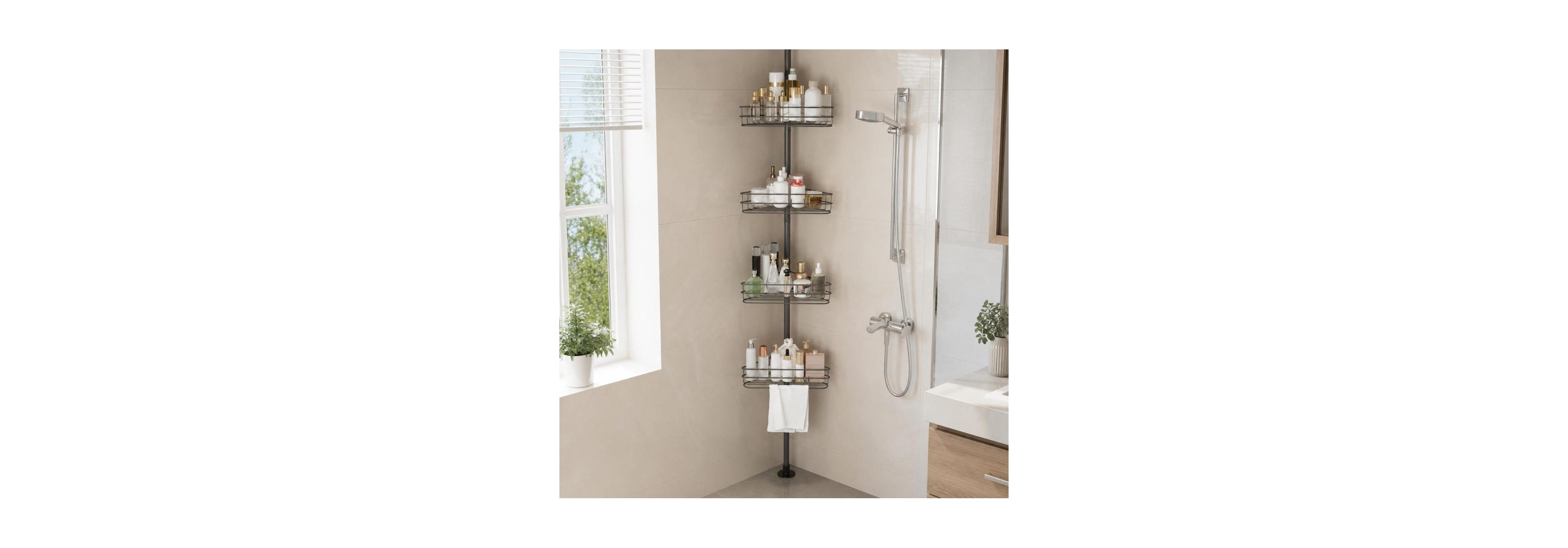 Homfan 4-Tier Metal Adjustable Rustproof Corner Shower Caddy