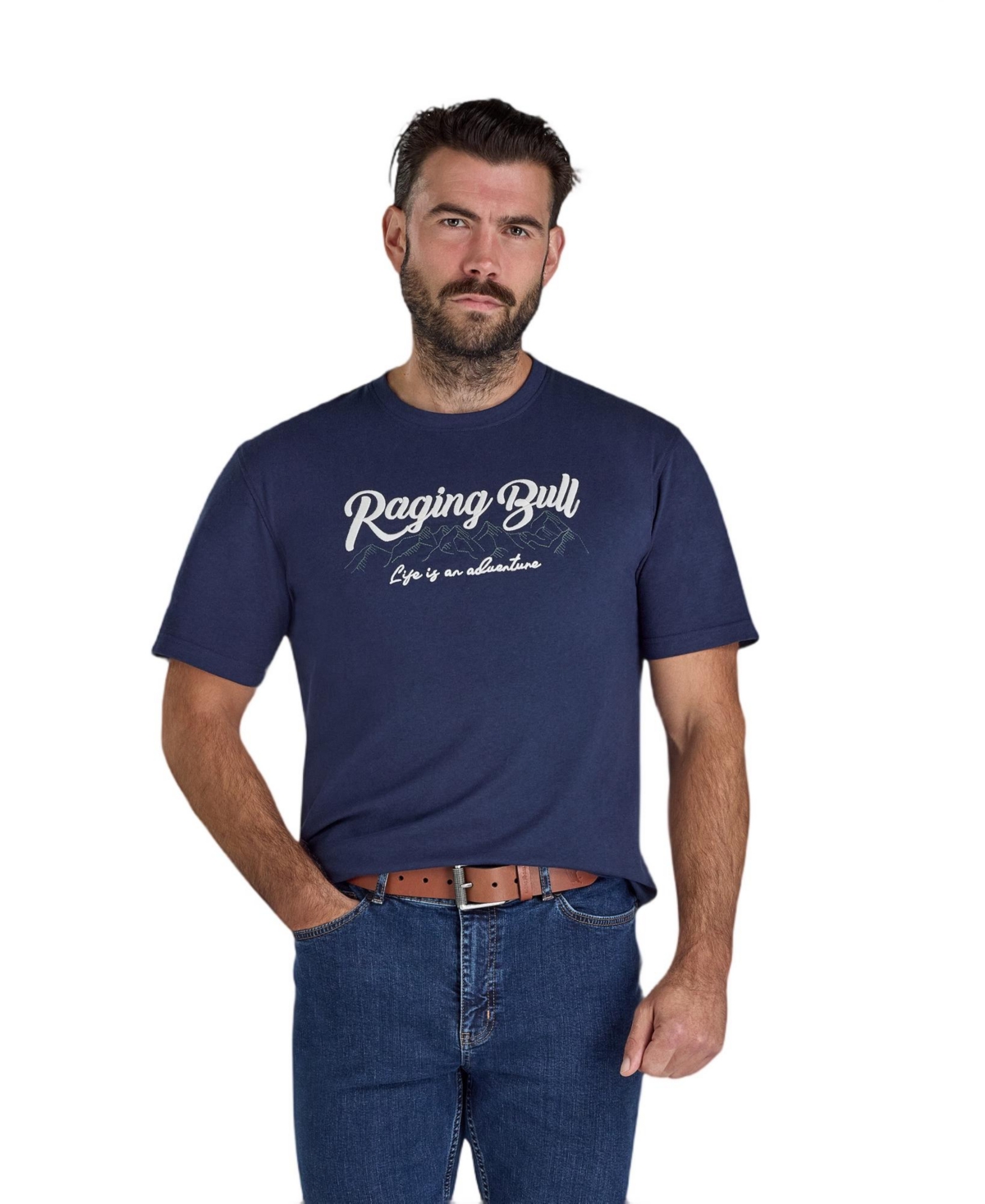 Raging Bull Men's Embroidered Mountains T-Shirt