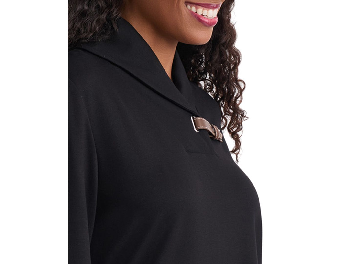 Женский свитер Jones New York Mock-Neck Buckle Trim Long-Sleeve, цвет: Чёрный — фото 3