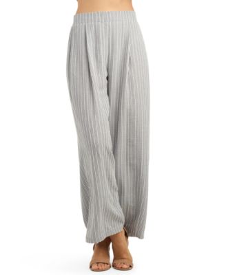 Juniors' Textured Stripe Pull-On Wide Leg Pants