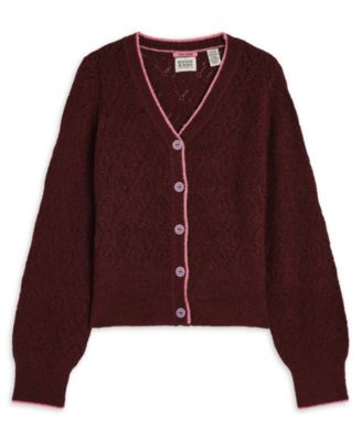 Girls' 7-16 Cotton Button Long-Sleeve Cardigan