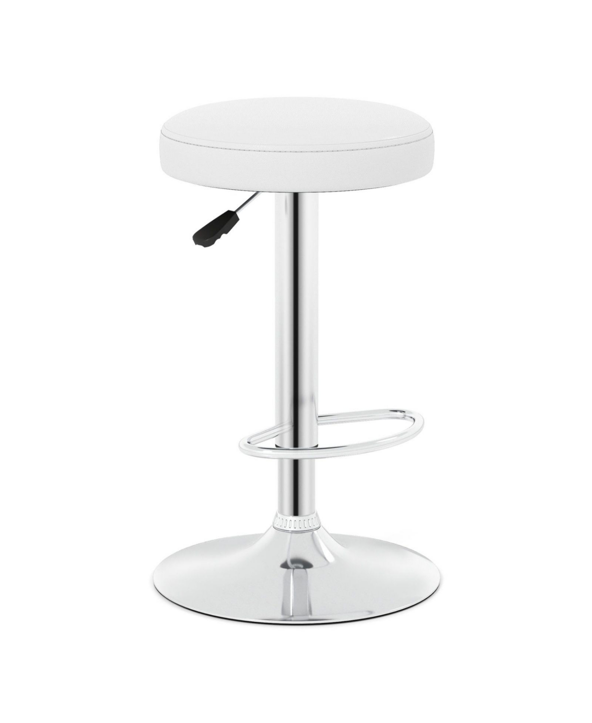 Sugift Height-Adjustable Bar Stool with 360-Degree Swivel and Footrest - White
