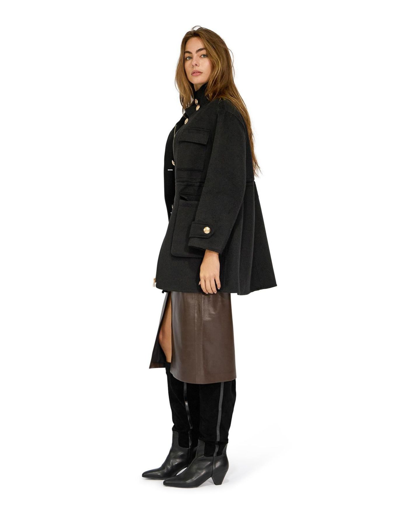 Женская куртка Belle & Bloom On The Move Utility Wool-Blend Drawstring-Waist, цвет: Чёрный — фото 2