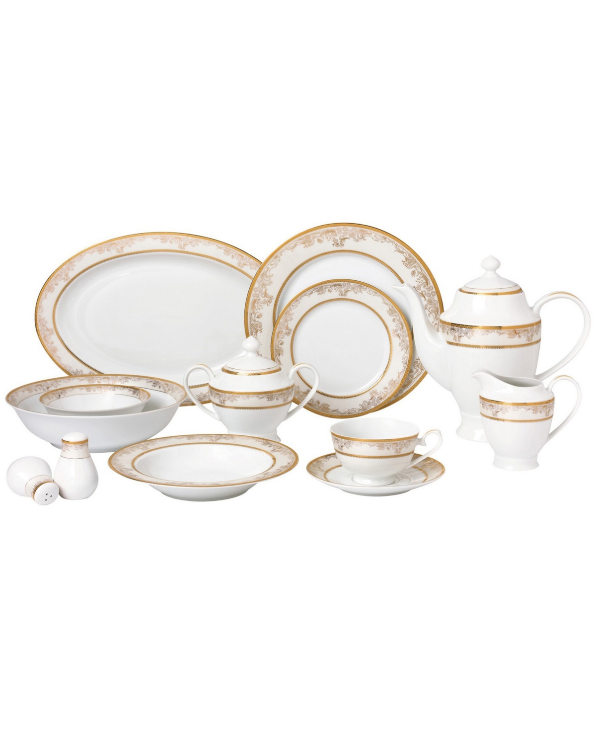 Lorren Home Trends Chloe 57-pc Dinnerware Set, Service for 8