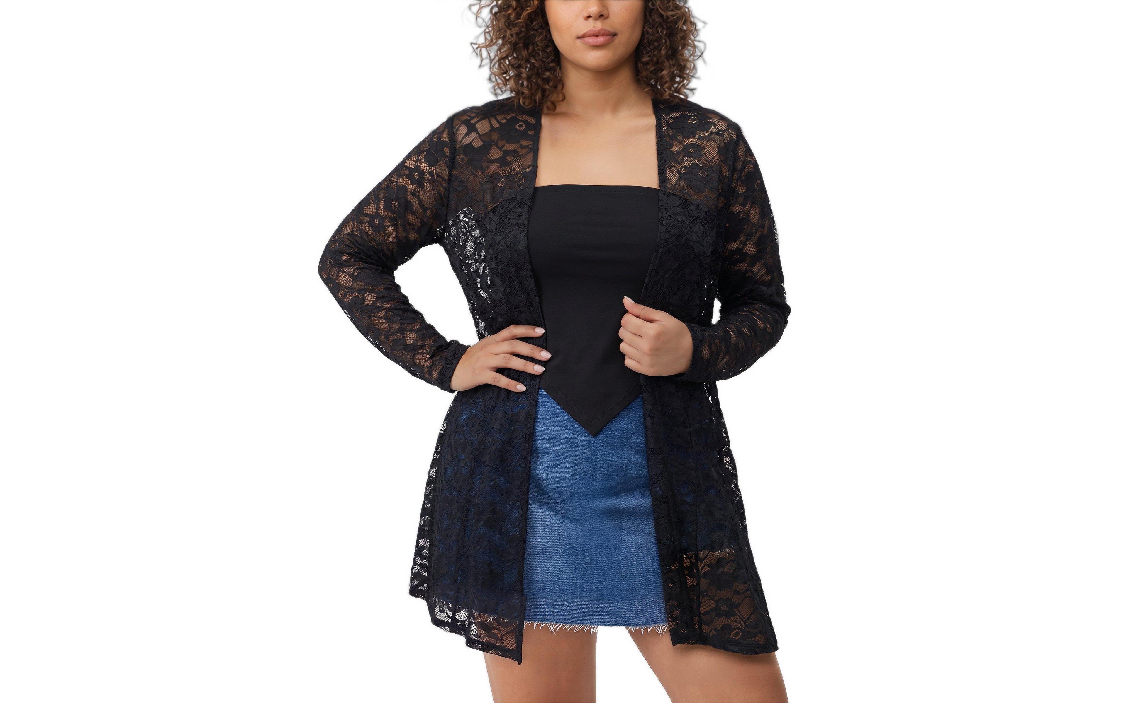Torrid Plus Lace Fit and Flare Kimono Sheer Open-Front Jacket