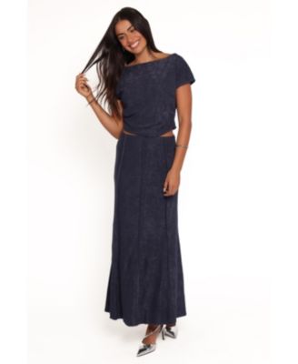 Women's Aria Boat-Neck Short-Sleeve Maxi Top and Skirt, 2-Piece Set
