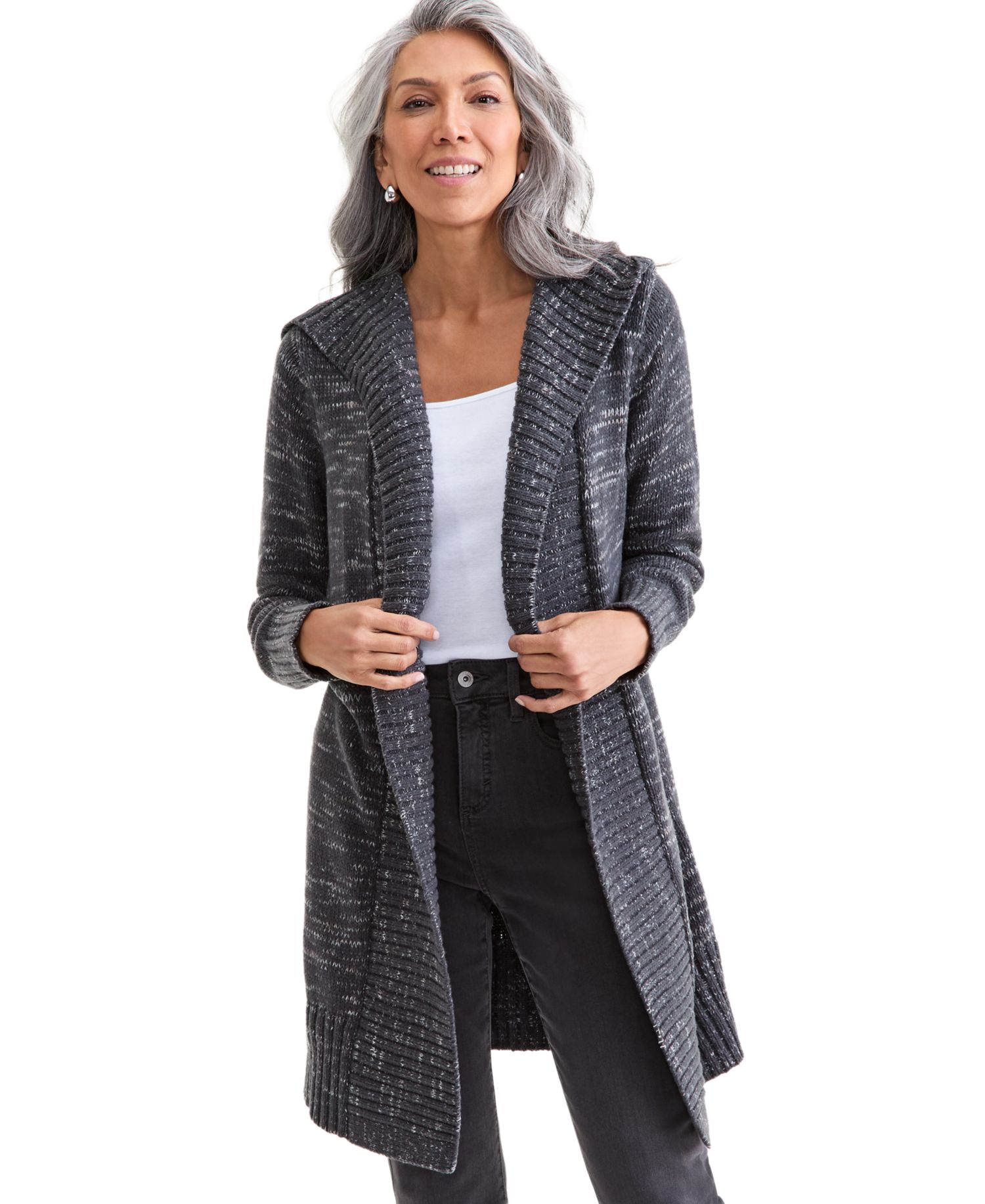 Women's Hooded Open-Front Cardigan