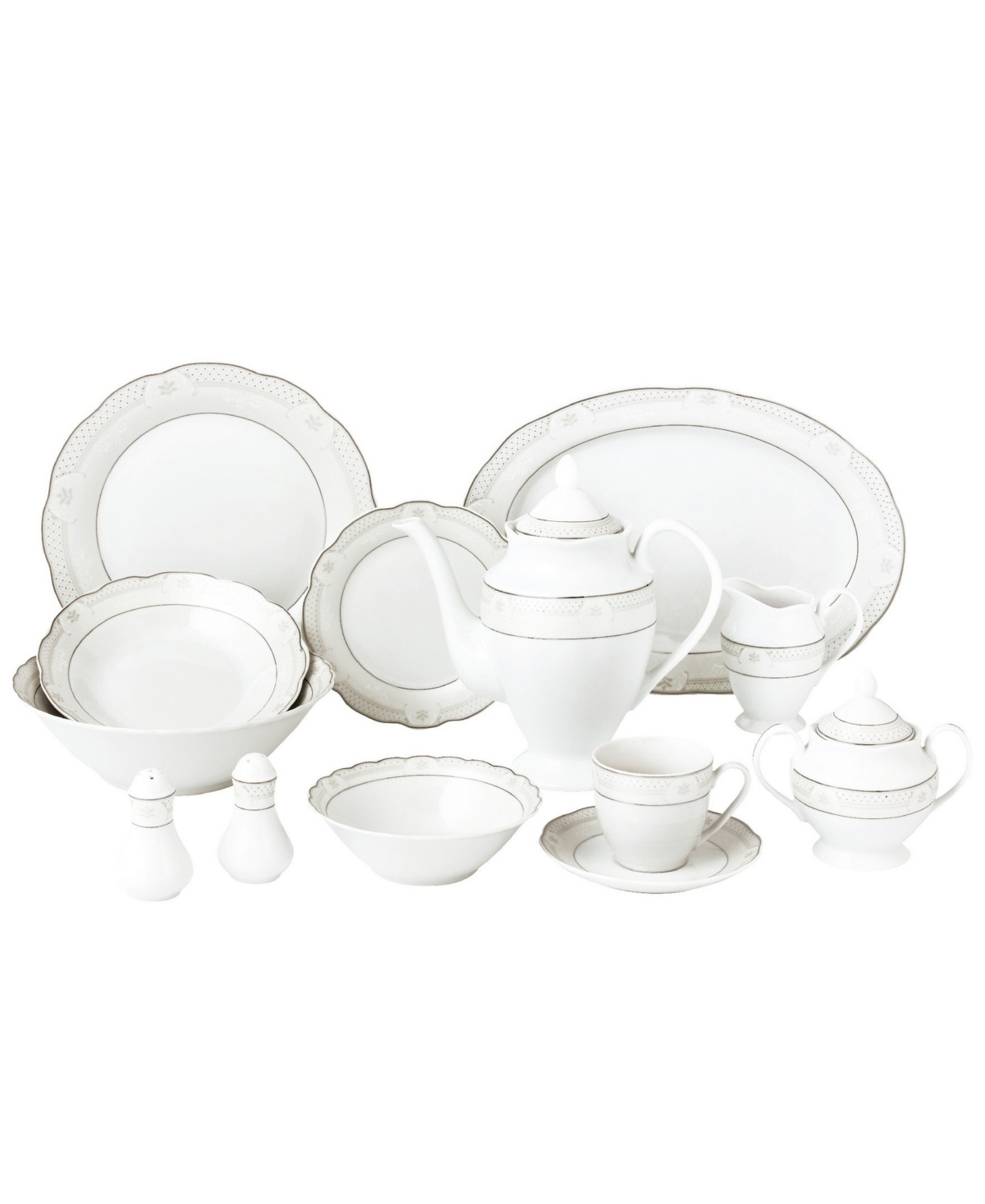 Atara-57 57 Piece Wavy Dinnerware Set & Porcelain China Service for 8 People - Atara