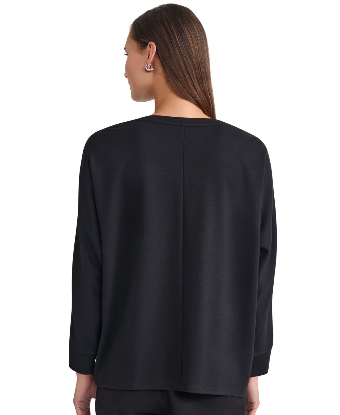 Женский топ Jones New York Plus Size Serenity Asymmetrical-Ruched Velvet Long-Sleeve Crewneck, цвет: Чёрный — фото 3